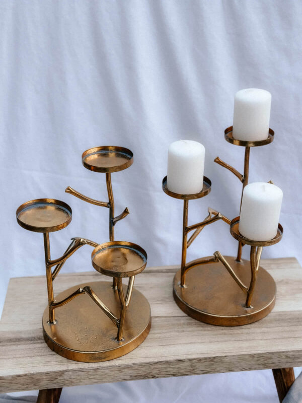 Kerzenständerbaum, gold, für 3 Kerzen