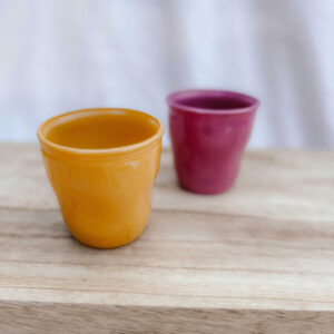 Teelichtglas Duo pink/gelb