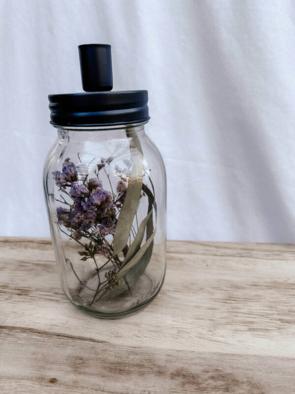 Gläser mit Trockenblumen und Kerze, gold – Bild 6